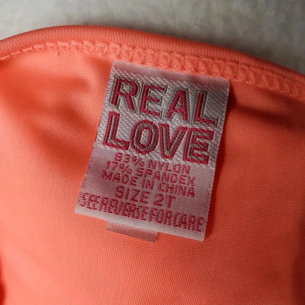 NWT Real Love Toddler Girls Metallic Gold and Coral Pineapple Bikini Set Size 2T